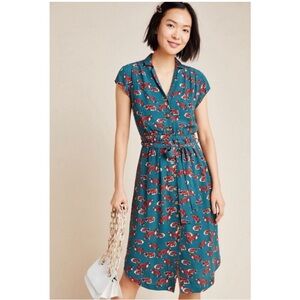 Anthropologie Blue and Red Midi Dress
